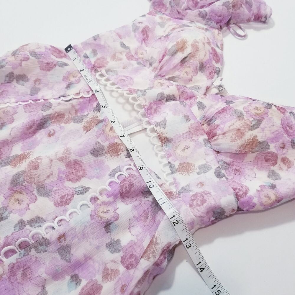 Saints + Secret Floral Puff Sleeve Cut-Out Mini Dress - Picture 6 of 13